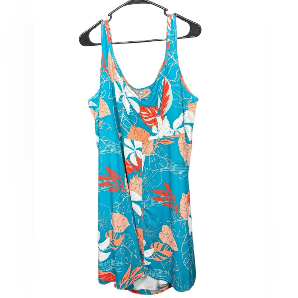 Columbia Blue and Orange Mini Dress with A-line Silhouette - Picture 4 of 4